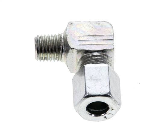 6LL & M8x1 (con) Zink plated Steel Elbow Cutting Fitting with Male Threads 100 bar ISO 8434-1