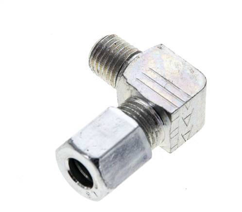 6LL & M8x1 (con) Zink plated Steel Elbow Cutting Fitting with Male Threads 100 bar ISO 8434-1