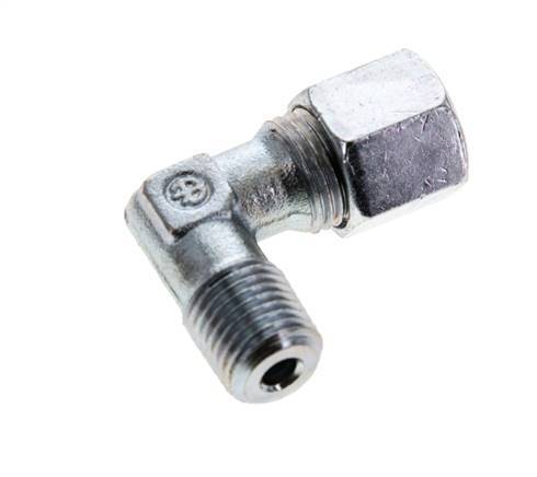 8S & M14x1.5 (con) Zink plated Steel Elbow Cutting Fitting with Male Threads 630 bar ISO 8434-1