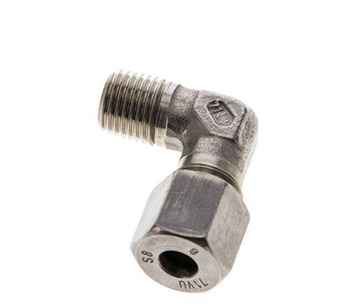 8S & M14x1.5 (con) Stainless Steel Elbow Cutting Fitting with Male Threads 630 bar ISO 8434-1