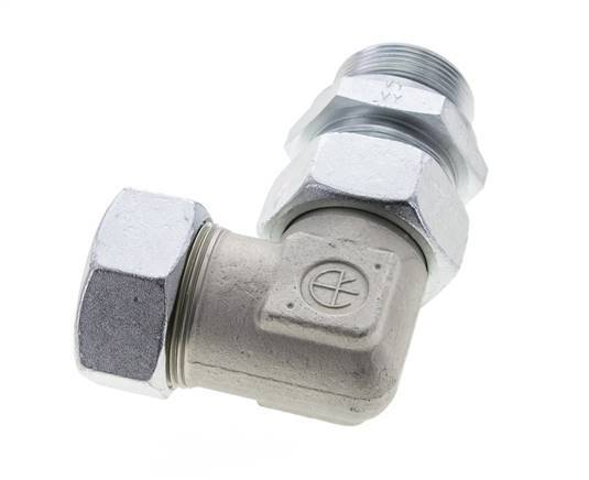 35L & M42x2 Zink plated Steel Elbow Cutting Fitting with Male Threads 160 bar Adjustable ISO 8434-1