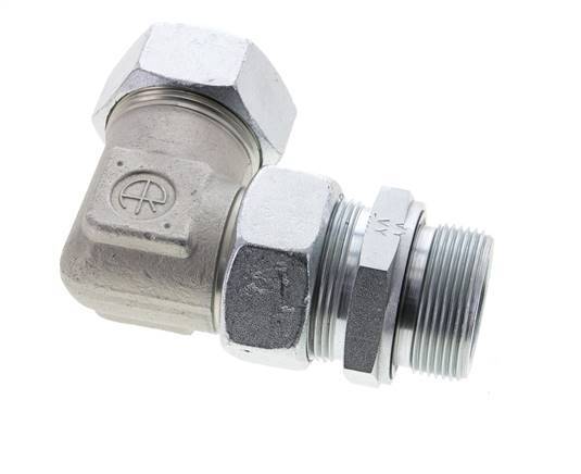 35L & M42x2 Zink plated Steel Elbow Cutting Fitting with Male Threads 160 bar Adjustable ISO 8434-1