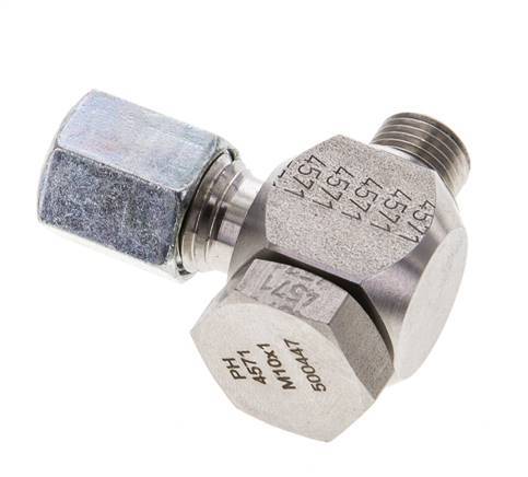 6L & M10x1 Stainless Steel Swivel Joint Cutting Fitting with Male Threads 315 bar Rotatable ISO 8434-1