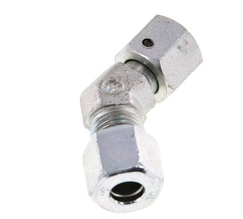 8L Zink plated Steel 45deg Elbow Cutting Fitting with Swivel 315 bar NBR O-ring Sealing Cone Adjustable ISO 8434-1