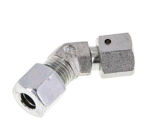 8L Zink plated Steel 45deg Elbow Cutting Fitting with Swivel 315 bar NBR O-ring Sealing Cone Adjustable ISO 8434-1