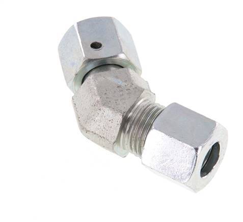 10L Zink plated Steel 45deg Elbow Cutting Fitting with Swivel 315 bar NBR O-ring Sealing Cone Adjustable ISO 8434-1