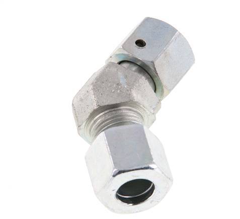 10L Zink plated Steel 45deg Elbow Cutting Fitting with Swivel 315 bar NBR O-ring Sealing Cone Adjustable ISO 8434-1