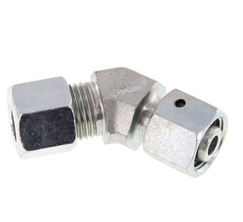 10L Zink plated Steel 45deg Elbow Cutting Fitting with Swivel 315 bar NBR O-ring Sealing Cone Adjustable ISO 8434-1