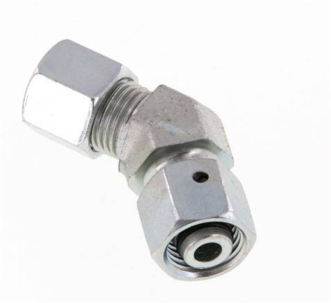 10L Zink plated Steel 45deg Elbow Cutting Fitting with Swivel 315 bar NBR O-ring Sealing Cone Adjustable ISO 8434-1