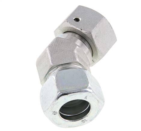 18L Zink plated Steel 45deg Elbow Cutting Fitting with Swivel 315 bar NBR O-ring Sealing Cone Adjustable ISO 8434-1