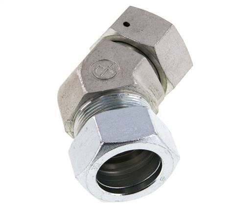 35L Zink plated Steel 45deg Elbow Cutting Fitting with Swivel 160 bar NBR O-ring Sealing Cone Adjustable ISO 8434-1