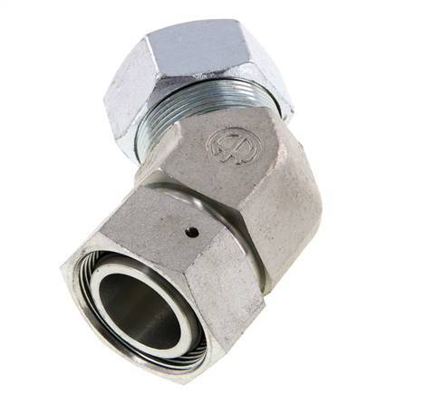 35L Zink plated Steel 45deg Elbow Cutting Fitting with Swivel 160 bar NBR O-ring Sealing Cone Adjustable ISO 8434-1