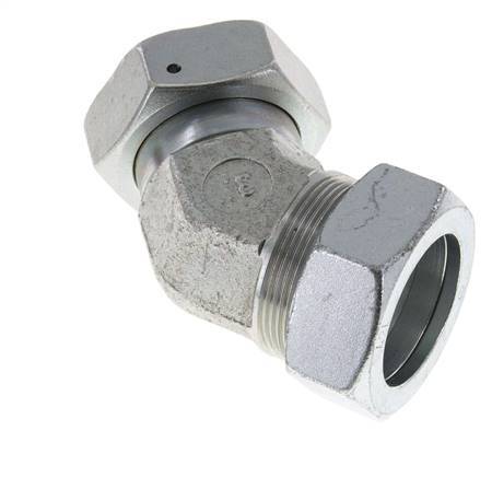 42L Zink plated Steel 45deg Elbow Cutting Fitting with Swivel 160 bar NBR O-ring Sealing Cone Adjustable ISO 8434-1