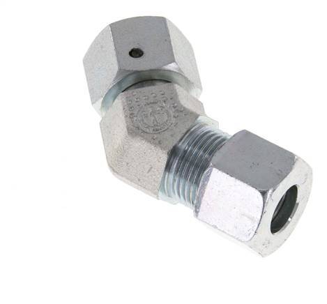 12S Zink plated Steel 45deg Elbow Cutting Fitting with Swivel 630 bar NBR O-ring Sealing Cone Adjustable ISO 8434-1