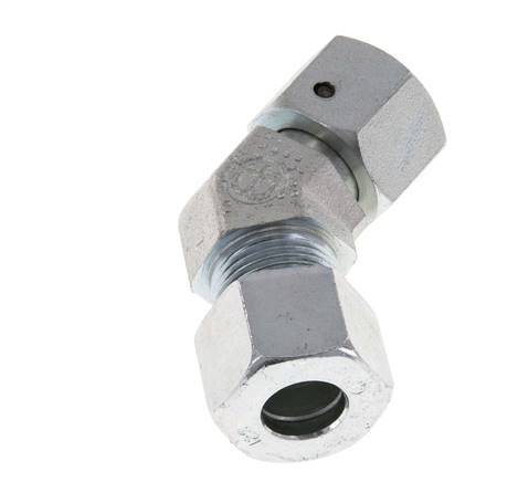 12S Zink plated Steel 45deg Elbow Cutting Fitting with Swivel 630 bar NBR O-ring Sealing Cone Adjustable ISO 8434-1