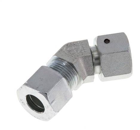 12S Zink plated Steel 45deg Elbow Cutting Fitting with Swivel 630 bar NBR O-ring Sealing Cone Adjustable ISO 8434-1