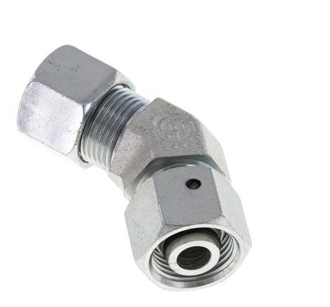 12S Zink plated Steel 45deg Elbow Cutting Fitting with Swivel 630 bar NBR O-ring Sealing Cone Adjustable ISO 8434-1