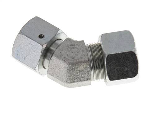 16S Zink plated Steel 45deg Elbow Cutting Fitting with Swivel 400 bar NBR O-ring Sealing Cone Adjustable ISO 8434-1