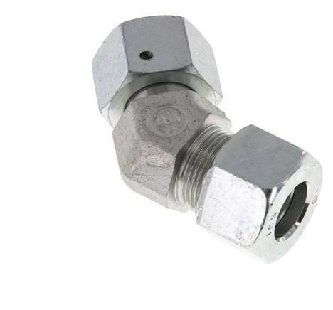 16S Zink plated Steel 45deg Elbow Cutting Fitting with Swivel 400 bar NBR O-ring Sealing Cone Adjustable ISO 8434-1