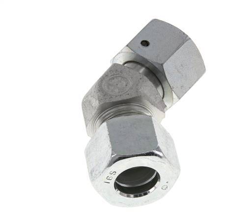 16S Zink plated Steel 45deg Elbow Cutting Fitting with Swivel 400 bar NBR O-ring Sealing Cone Adjustable ISO 8434-1