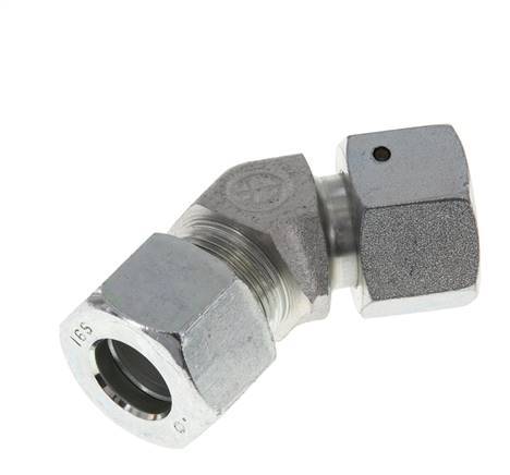 16S Zink plated Steel 45deg Elbow Cutting Fitting with Swivel 400 bar NBR O-ring Sealing Cone Adjustable ISO 8434-1