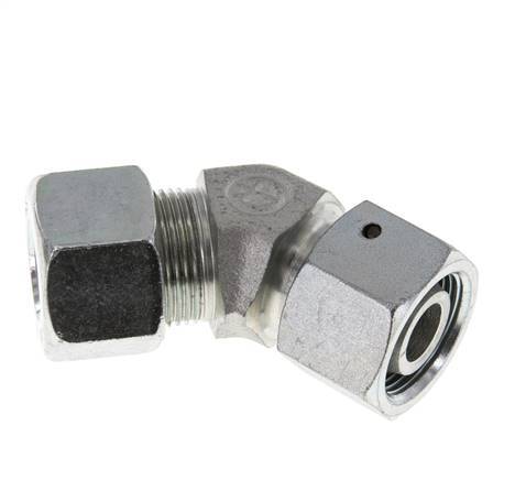 16S Zink plated Steel 45deg Elbow Cutting Fitting with Swivel 400 bar NBR O-ring Sealing Cone Adjustable ISO 8434-1