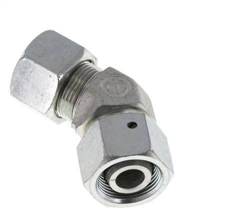 16S Zink plated Steel 45deg Elbow Cutting Fitting with Swivel 400 bar NBR O-ring Sealing Cone Adjustable ISO 8434-1