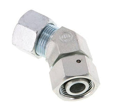 20S Zink plated Steel 45deg Elbow Cutting Fitting with Swivel 400 bar NBR O-ring Sealing Cone Adjustable ISO 8434-1