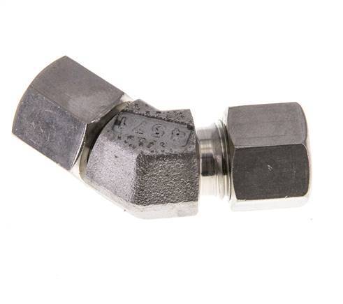 10L Stainless Steel 45deg Elbow Cutting Fitting with Swivel 315 bar FKM O-ring Sealing Cone Adjustable ISO 8434-1