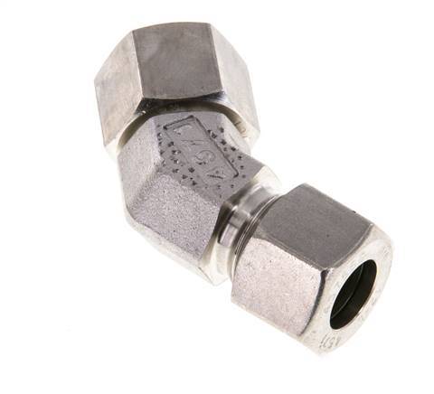 12L Stainless Steel 45deg Elbow Cutting Fitting with Swivel 315 bar FKM O-ring Sealing Cone Adjustable ISO 8434-1