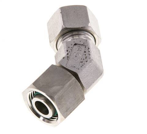 12L Stainless Steel 45deg Elbow Cutting Fitting with Swivel 315 bar FKM O-ring Sealing Cone Adjustable ISO 8434-1