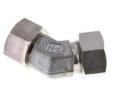 18L Stainless Steel 45deg Elbow Cutting Fitting with Swivel 315 bar FKM O-ring Sealing Cone Adjustable ISO 8434-1