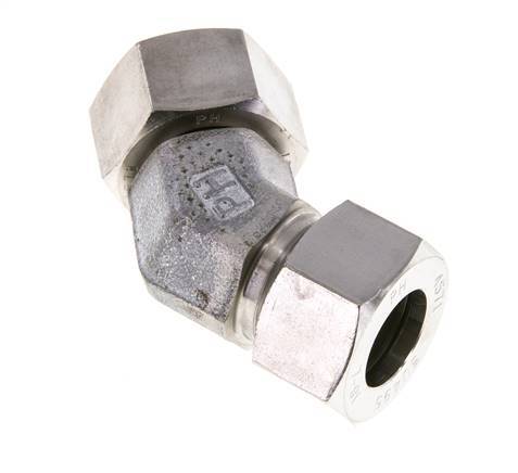 18L Stainless Steel 45deg Elbow Cutting Fitting with Swivel 315 bar FKM O-ring Sealing Cone Adjustable ISO 8434-1
