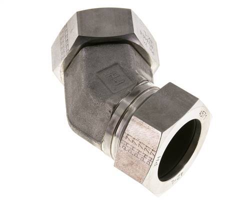 42L Stainless Steel 45deg Elbow Cutting Fitting with Swivel 160 bar FKM O-ring Sealing Cone Adjustable ISO 8434-1