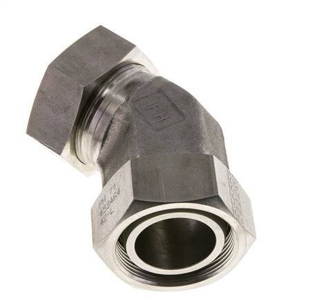 42L Stainless Steel 45deg Elbow Cutting Fitting with Swivel 160 bar FKM O-ring Sealing Cone Adjustable ISO 8434-1