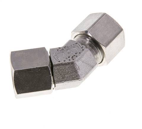 10S Stainless Steel 45deg Elbow Cutting Fitting with Swivel 630 bar FKM O-ring Sealing Cone Adjustable ISO 8434-1