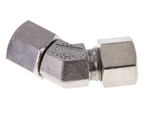 10S Stainless Steel 45deg Elbow Cutting Fitting with Swivel 630 bar FKM O-ring Sealing Cone Adjustable ISO 8434-1