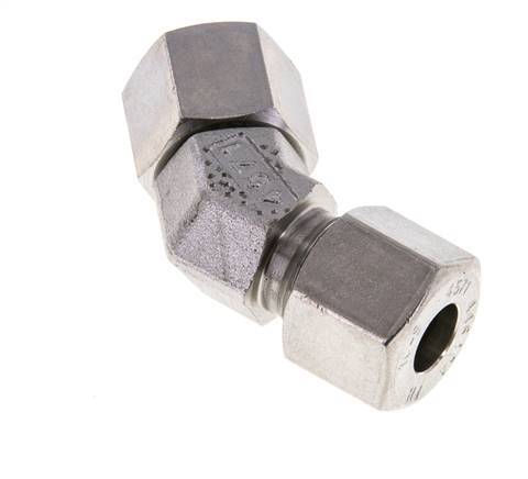 10S Stainless Steel 45deg Elbow Cutting Fitting with Swivel 630 bar FKM O-ring Sealing Cone Adjustable ISO 8434-1