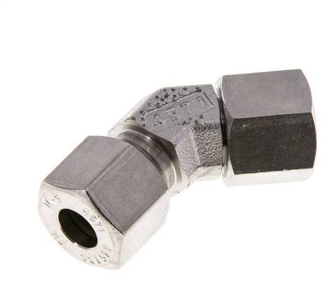 10S Stainless Steel 45deg Elbow Cutting Fitting with Swivel 630 bar FKM O-ring Sealing Cone Adjustable ISO 8434-1