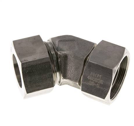 38S Stainless Steel 45deg Elbow Cutting Fitting with Swivel 315 bar FKM O-ring Sealing Cone Adjustable ISO 8434-1