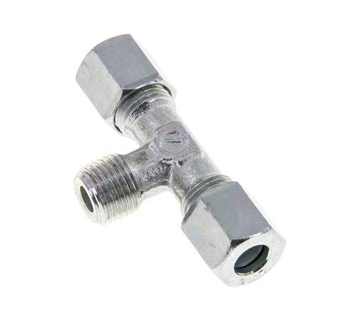 6LL & M10x1 (con) Zink plated Steel T-Shape Tee Cutting Fitting with Male Threads 100 bar ISO 8434-1
