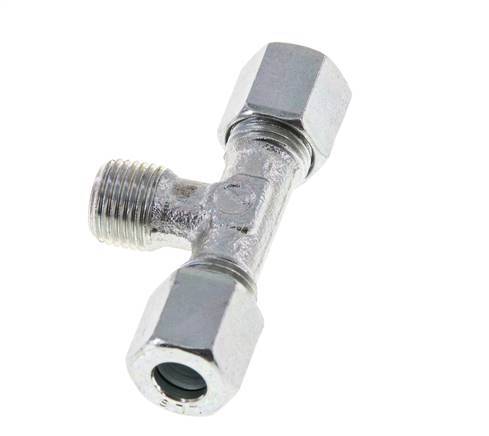 6LL & M10x1 (con) Zink plated Steel T-Shape Tee Cutting Fitting with Male Threads 100 bar ISO 8434-1