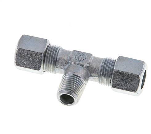 8LL & M10x1 (con) Zink plated Steel T-Shape Tee Cutting Fitting with Male Threads 100 bar ISO 8434-1