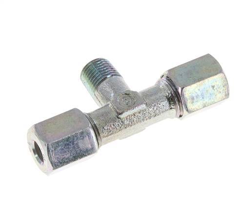 6L & M10x1 (con) Zink plated Steel T-Shape Tee Cutting Fitting with Male Threads 315 bar ISO 8434-1