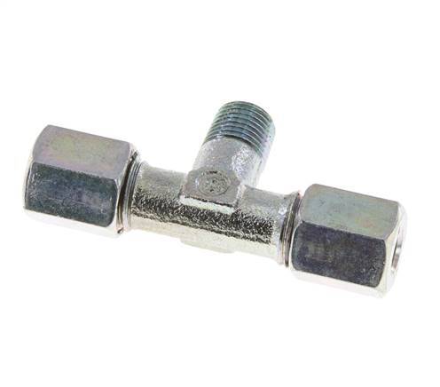 6L & M10x1 (con) Zink plated Steel T-Shape Tee Cutting Fitting with Male Threads 315 bar ISO 8434-1