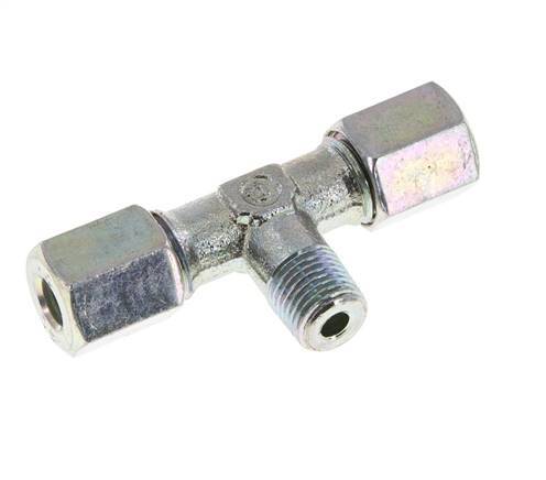 6L & M10x1 (con) Zink plated Steel T-Shape Tee Cutting Fitting with Male Threads 315 bar ISO 8434-1