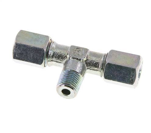 6L & M10x1 (con) Zink plated Steel T-Shape Tee Cutting Fitting with Male Threads 315 bar ISO 8434-1