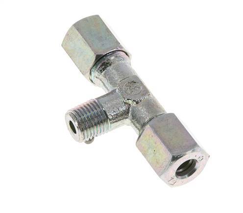 6L & M10x1 (con) Zink plated Steel T-Shape Tee Cutting Fitting with Male Threads 315 bar ISO 8434-1