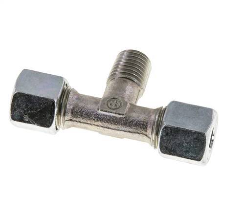 8L & M12x1.5 (con) Zink plated Steel T-Shape Tee Cutting Fitting with Male Threads 315 bar ISO 8434-1