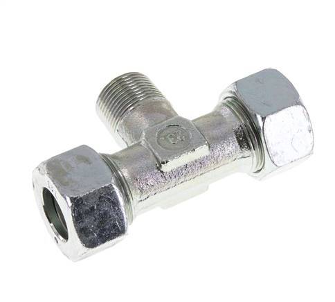 18L & M22x1.5 (con) Zink plated Steel T-Shape Tee Cutting Fitting with Male Threads 315 bar ISO 8434-1